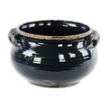 Urban Trends Collection Urban Trends Collection 31807 Ceramic Wide Round Bellied Tuscan Pot with Handles - Distressed Gloss Midnight Blue; Large 31807